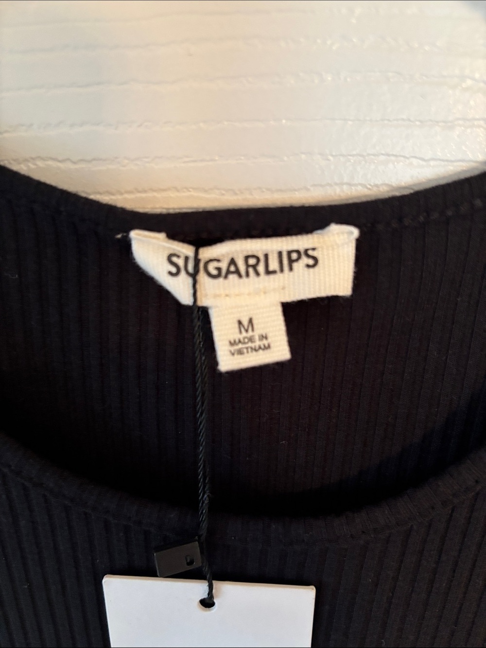 NWT SUGARLIPS RIBBED KNIT TANK DRESS in Black Size Medium - Picture 3 of 7
